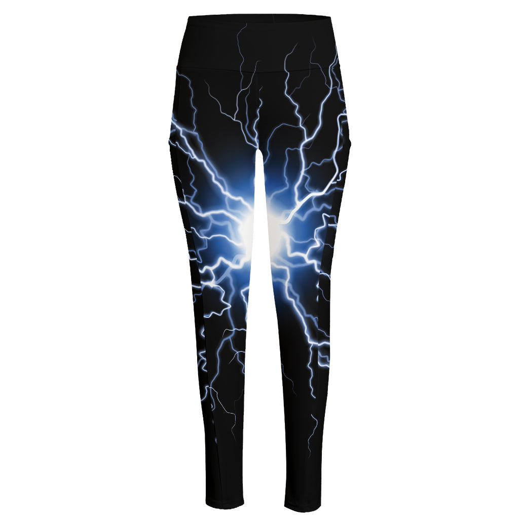 Lightning Spark Print High-Waisted Pocket Leggings