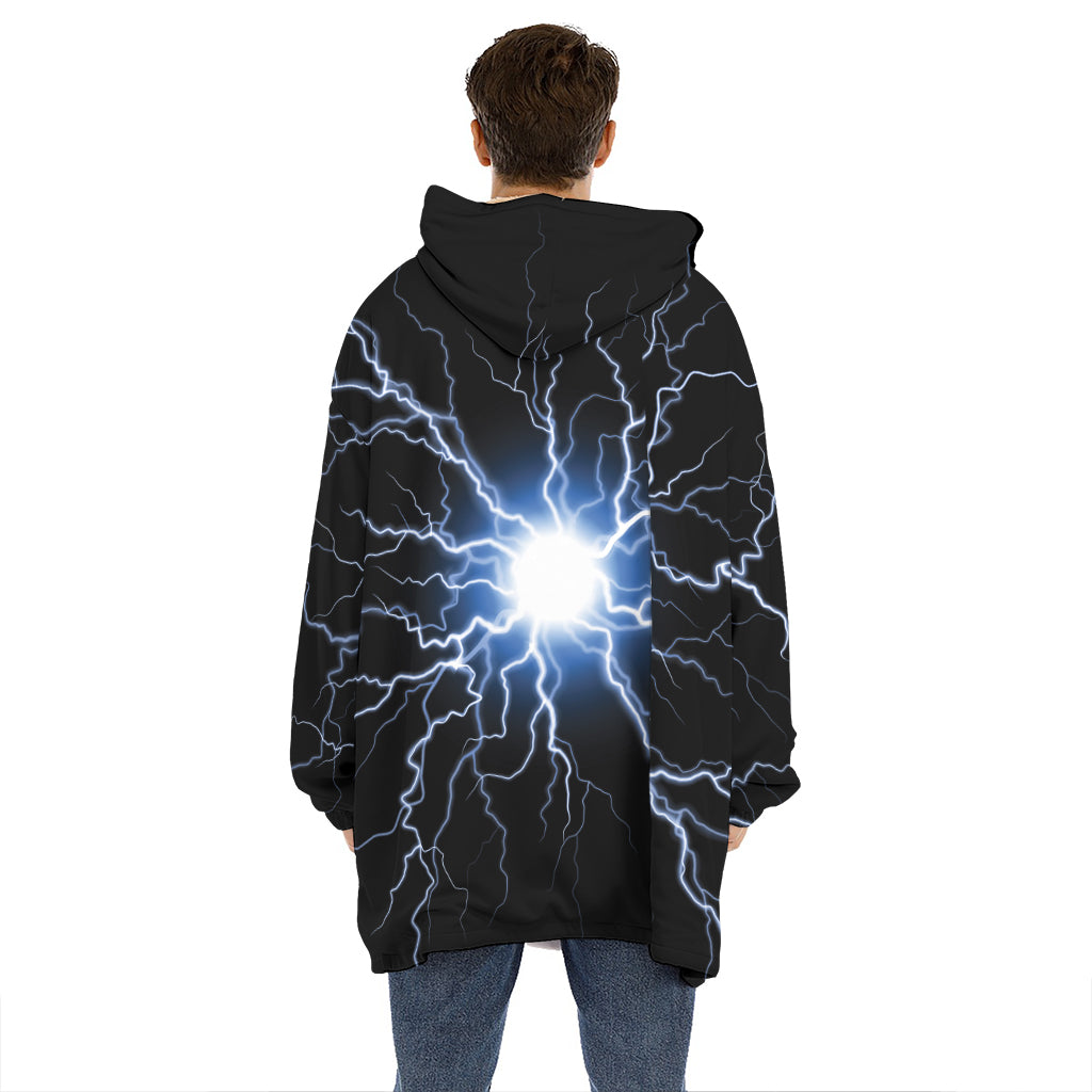 Lightning Spark Print Hoodie Blanket