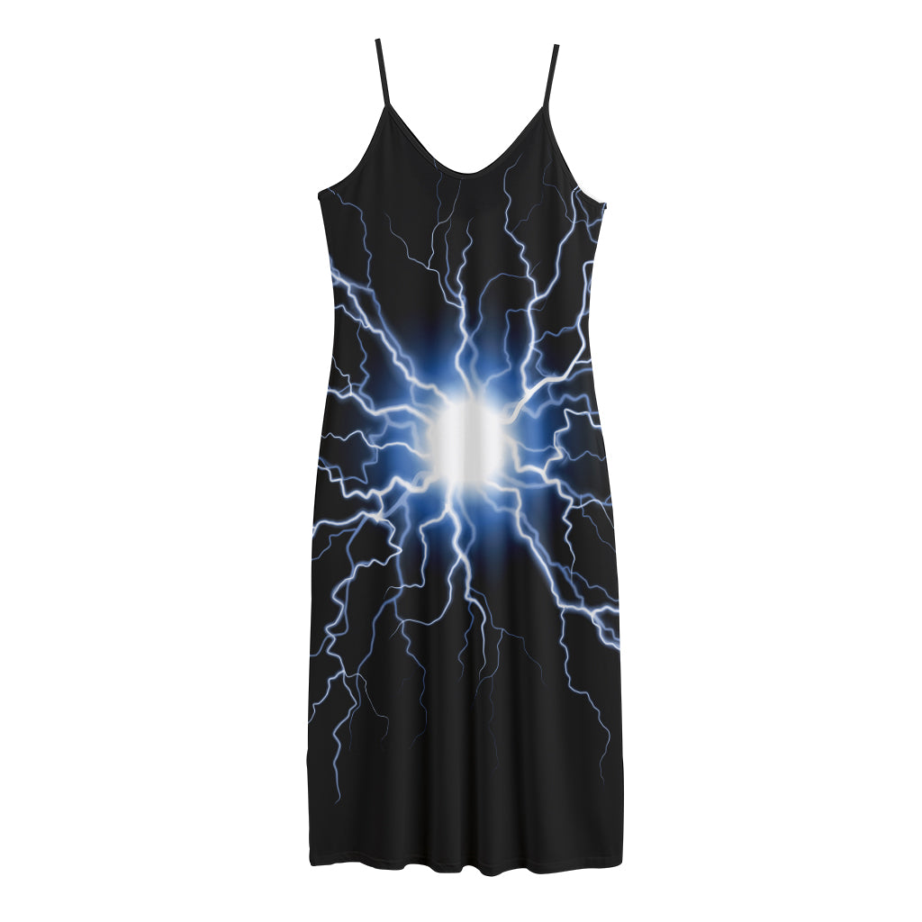 Lightning Spark Print Jersey Midi Cami Dress