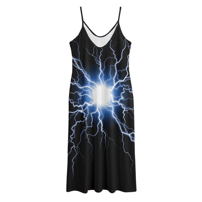 Lightning Spark Print Jersey Midi Cami Dress