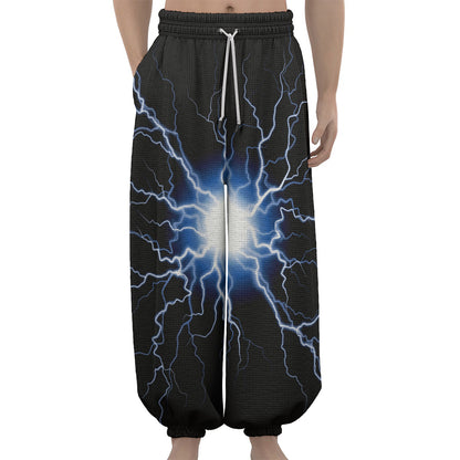 Lightning Spark Print Lantern Pants