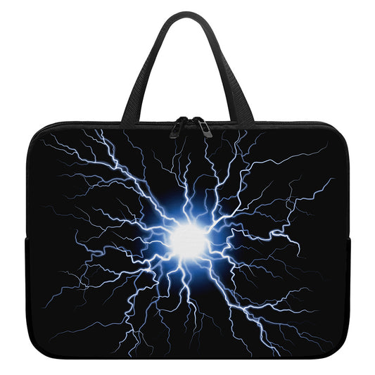Lightning Spark Print Laptop Sleeve With Handle