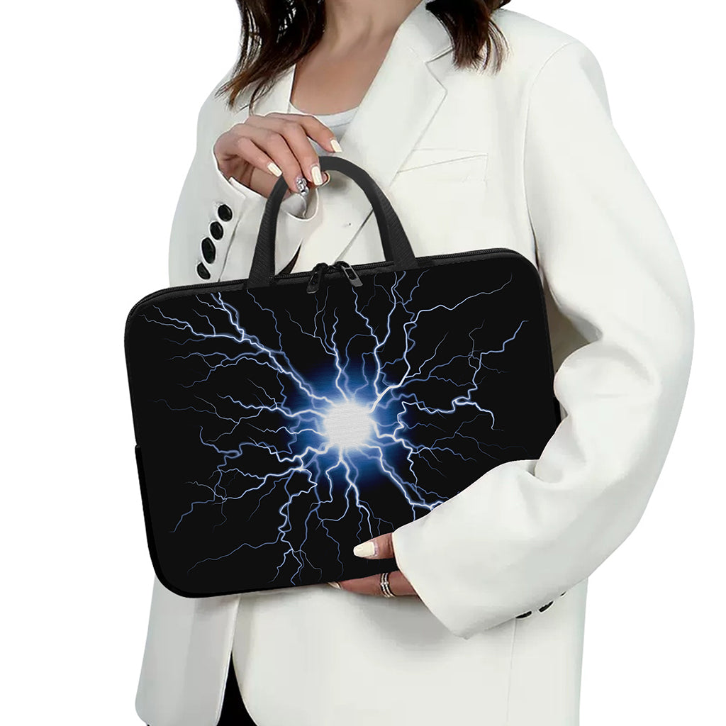 Lightning Spark Print Laptop Sleeve With Handle