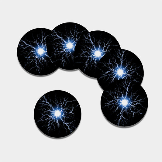 Lightning Spark Print Leather Coaster Set