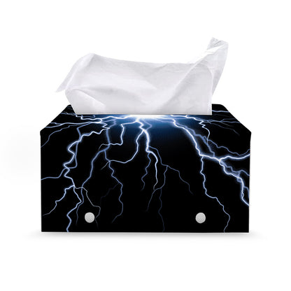 Lightning Spark Print Leather Tissue Box Cover