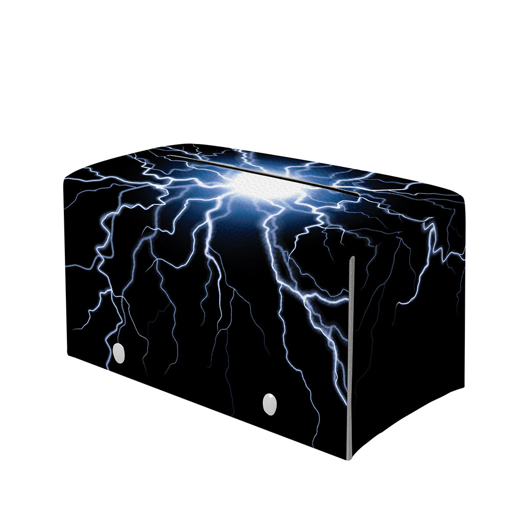 Lightning Spark Print Leather Tissue Box Cover