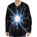 Lightning Spark Print Long Sleeve Baseball Jersey
