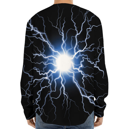 Lightning Spark Print Long Sleeve Baseball Jersey