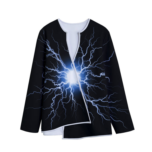 Lightning Spark Print Long Sleeve Short Coat