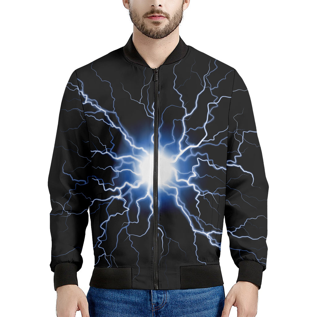 Lightning Spark Print Men's Bomber Jacket