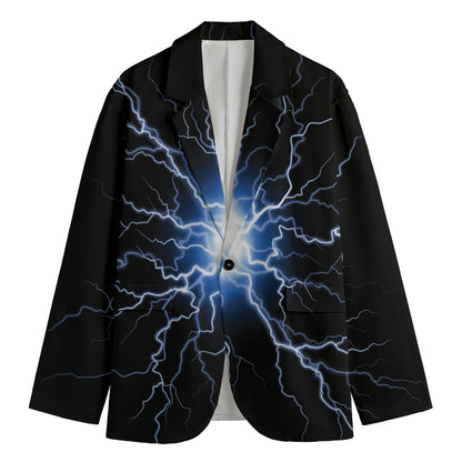 Lightning Spark Print Men's Cotton Blazer