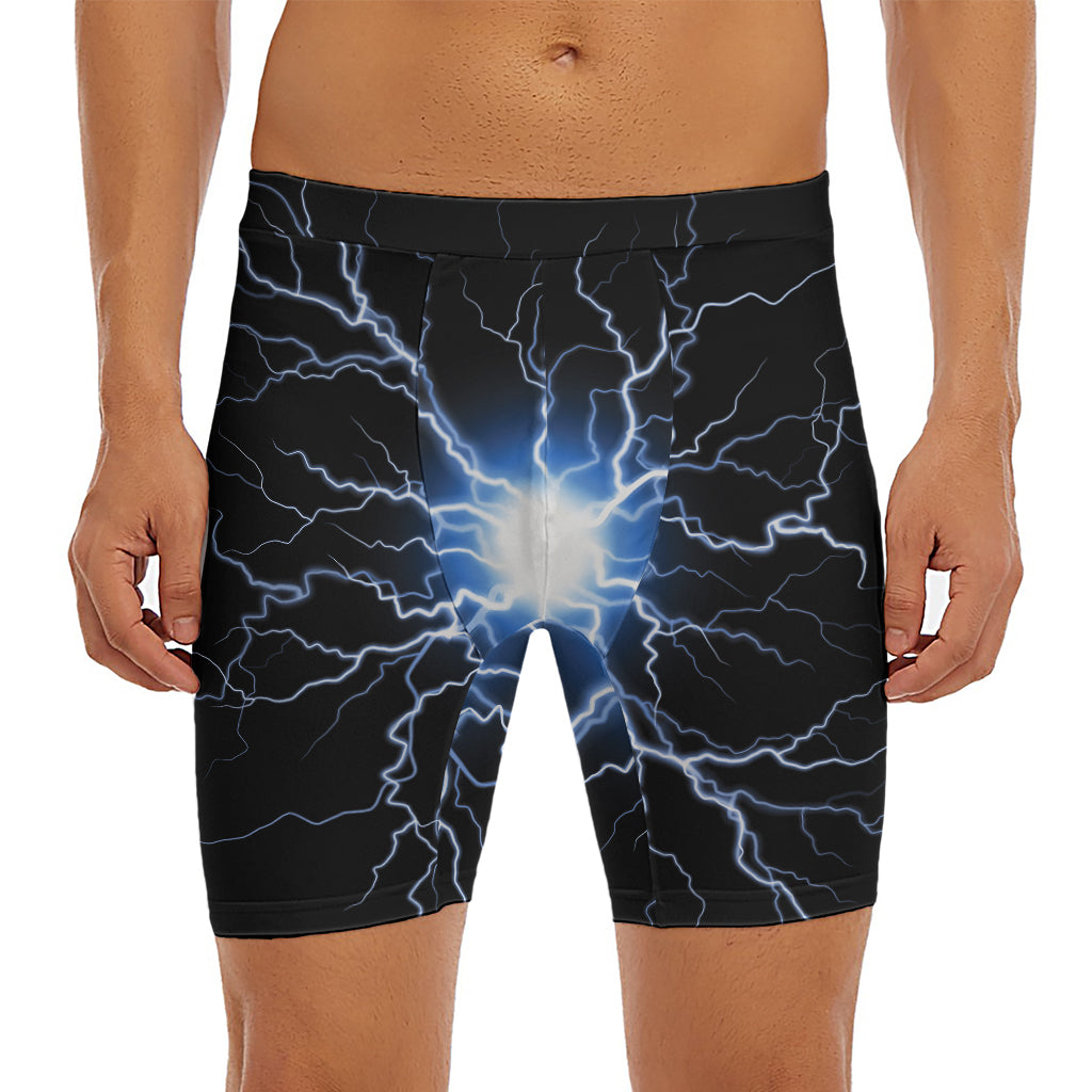 Lightning Spark Print Men's Long Boxer Briefs