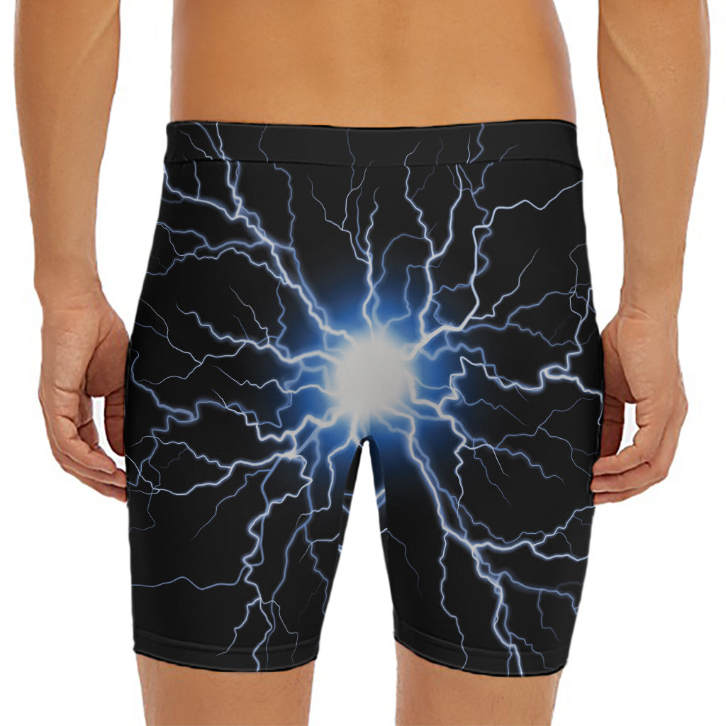 Lightning Spark Print Men's Long Boxer Briefs
