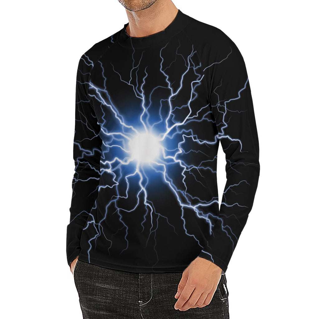 Lightning Spark Print Men's Long Sleeve Rash Guard