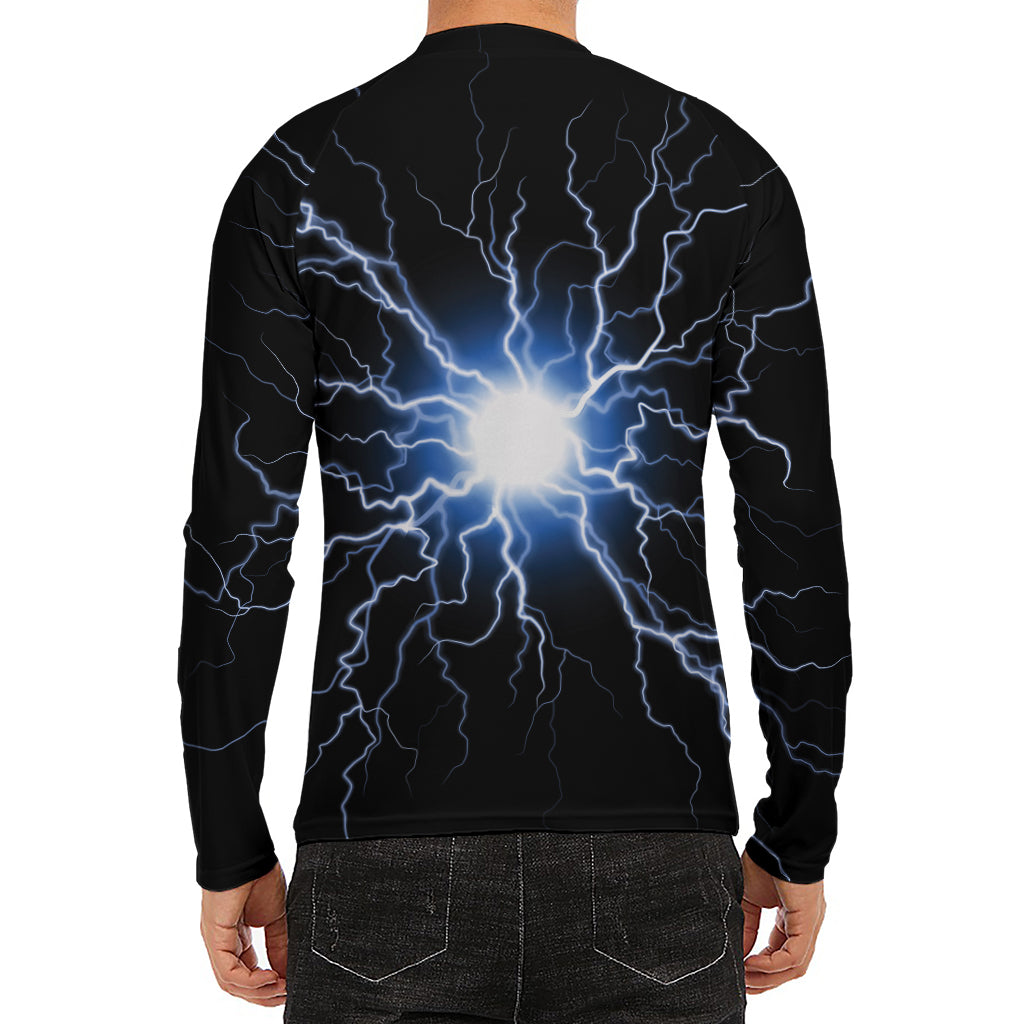 Lightning Spark Print Men's Long Sleeve Rash Guard