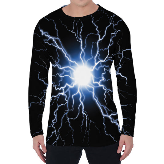 Lightning Spark Print Men's Long Sleeve T-Shirt