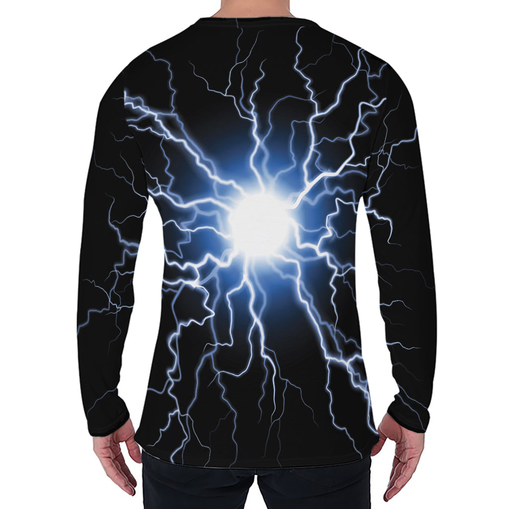 Lightning Spark Print Men's Long Sleeve T-Shirt