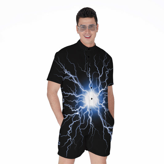 Lightning Spark Print Men's Rompers