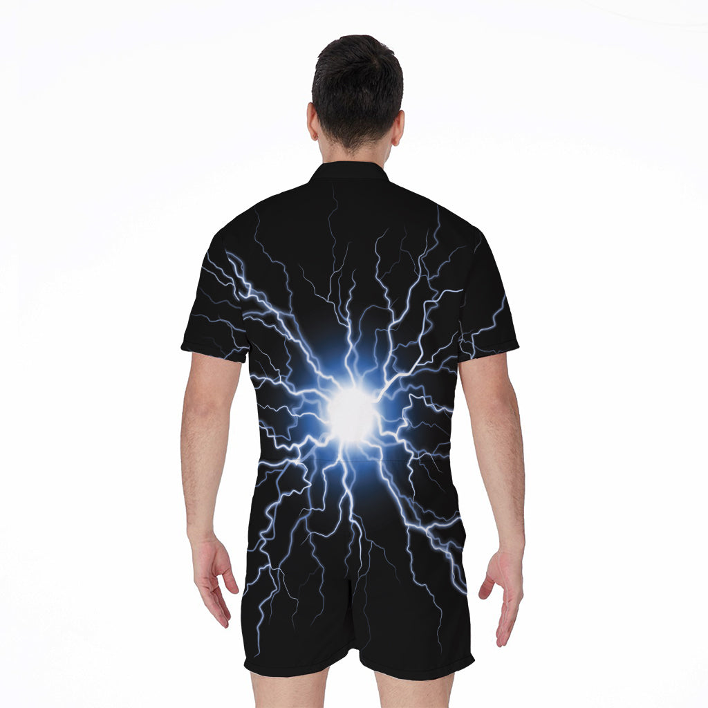 Lightning Spark Print Men's Rompers
