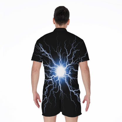 Lightning Spark Print Men's Rompers