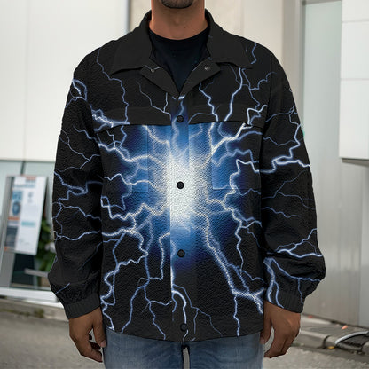 Lightning Spark Print Men's Shirt Jacket