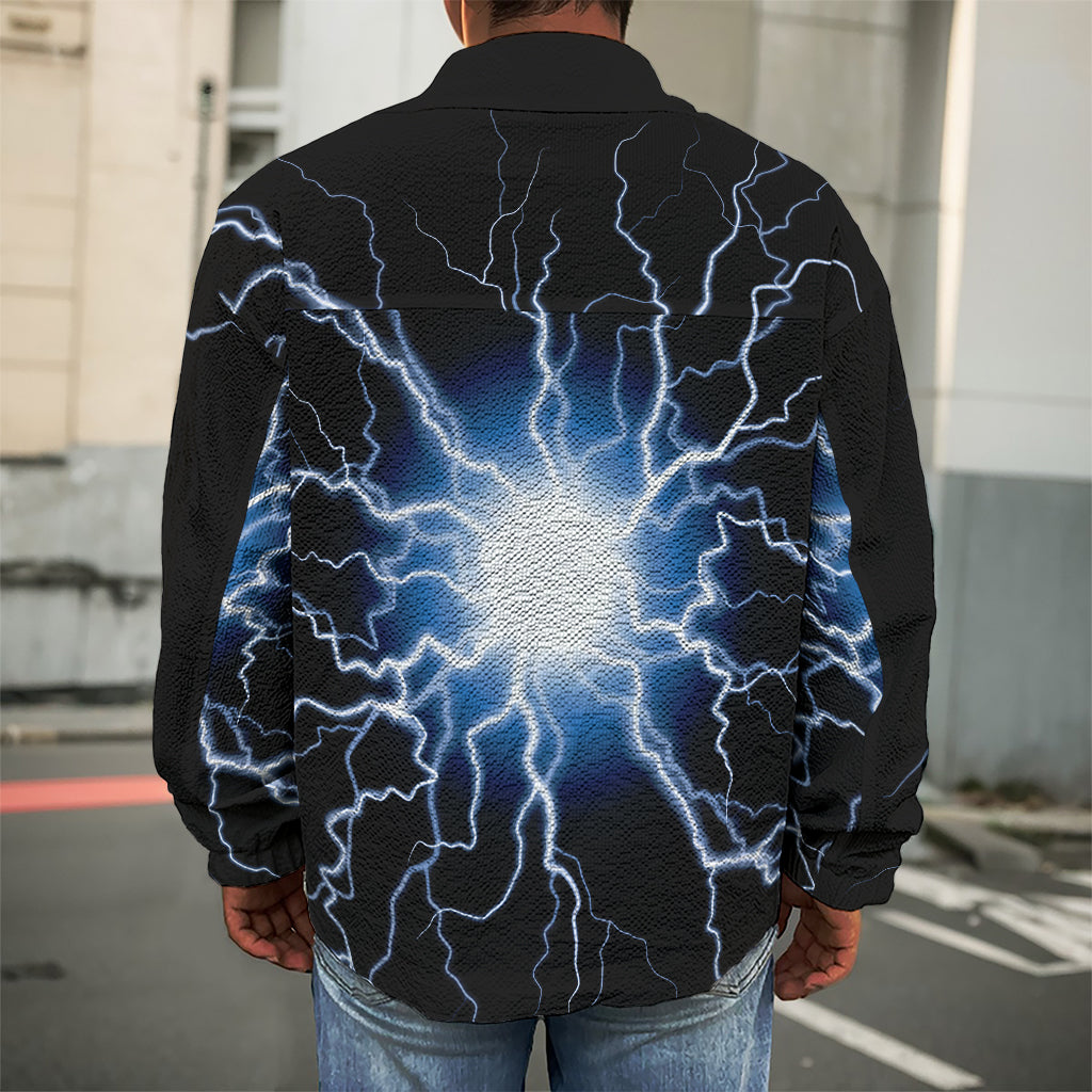 Lightning Spark Print Men's Shirt Jacket