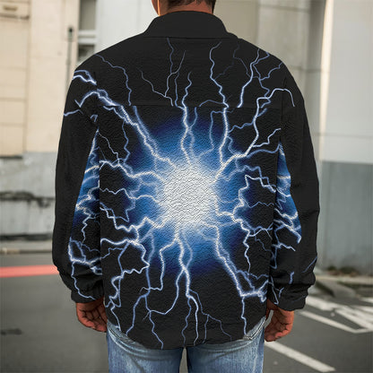 Lightning Spark Print Men's Shirt Jacket