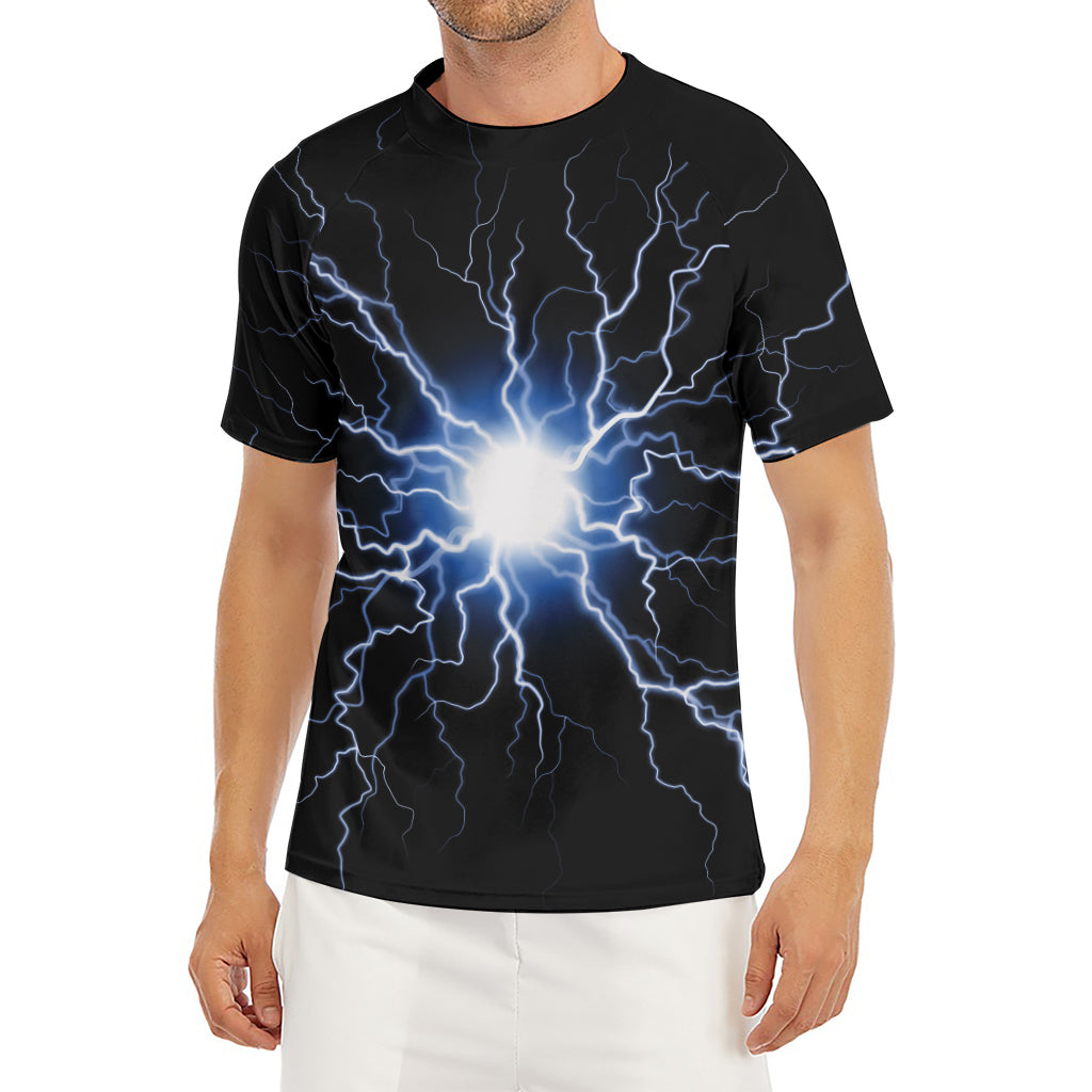 Lightning Spark Print Men's Short Sleeve Rash Guard