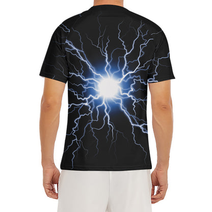 Lightning Spark Print Men's Short Sleeve Rash Guard