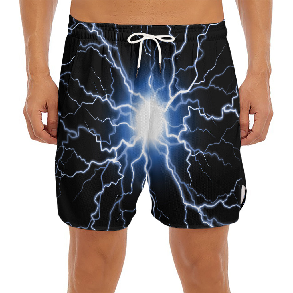 Lightning Spark Print Men's Split Running Shorts
