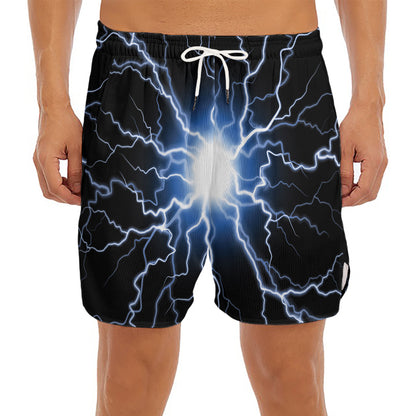 Lightning Spark Print Men's Split Running Shorts