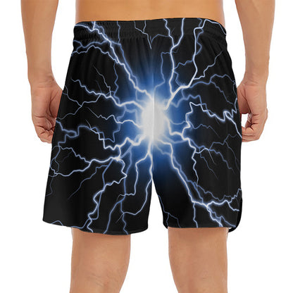 Lightning Spark Print Men's Split Running Shorts