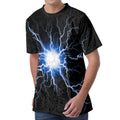 Lightning Spark Print Men's Velvet T-Shirt