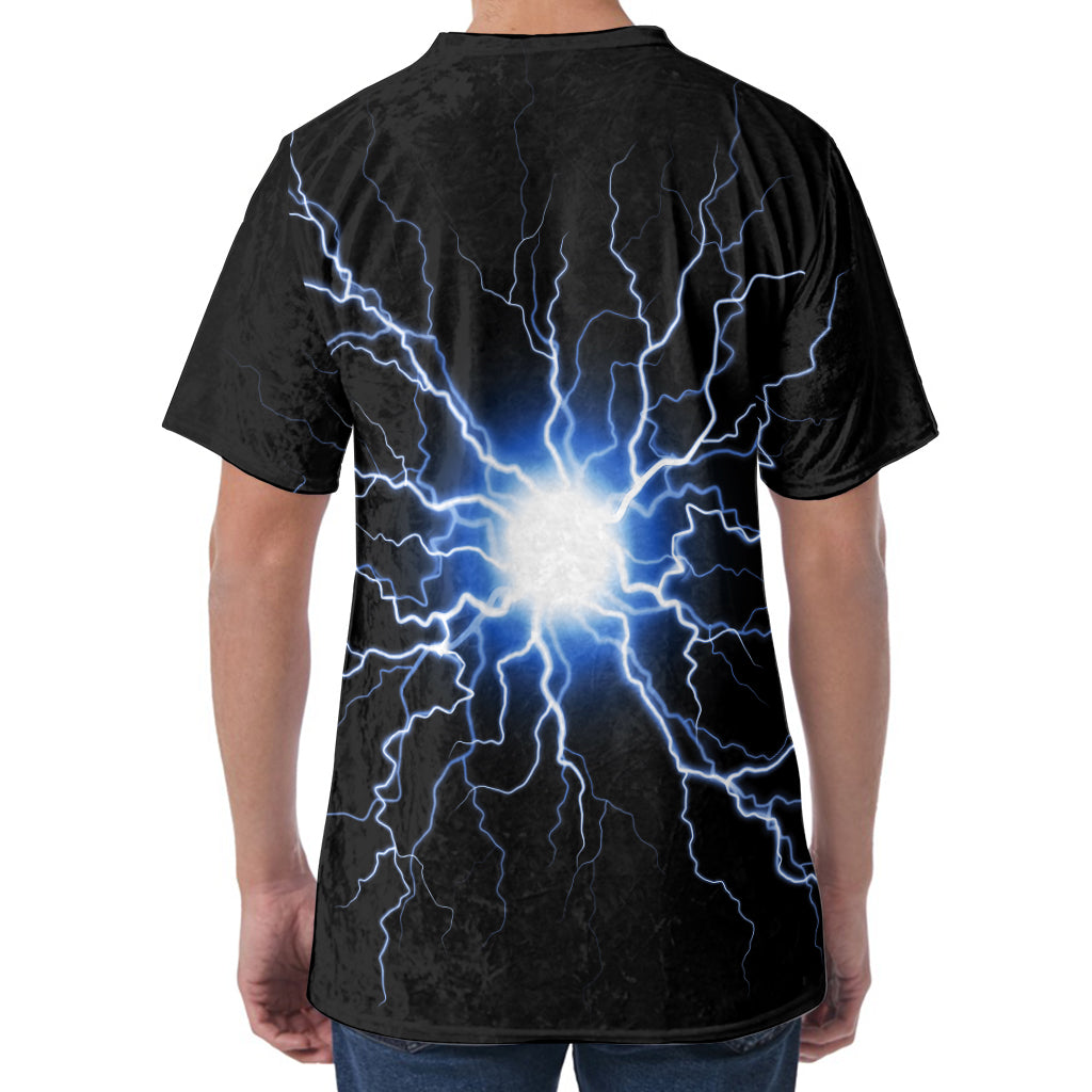 Lightning Spark Print Men's Velvet T-Shirt
