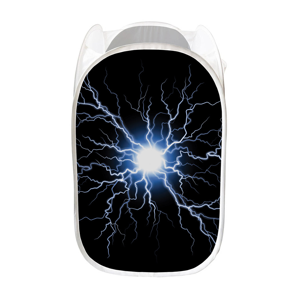 Lightning Spark Print Mesh Laundry Hamper