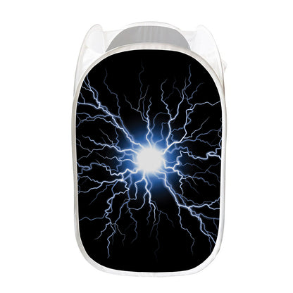 Lightning Spark Print Mesh Laundry Hamper