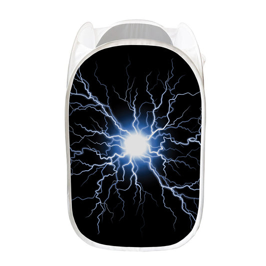 Lightning Spark Print Mesh Laundry Hamper