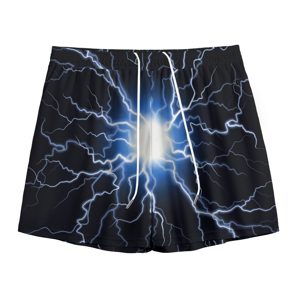 Lightning Spark Print Mesh Shorts