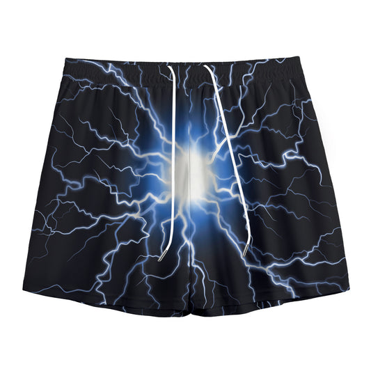 Lightning Spark Print Mesh Shorts