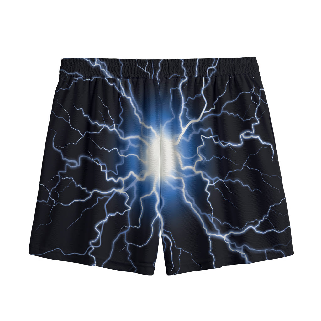 Lightning Spark Print Mesh Shorts