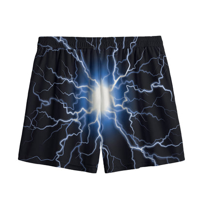 Lightning Spark Print Mesh Shorts
