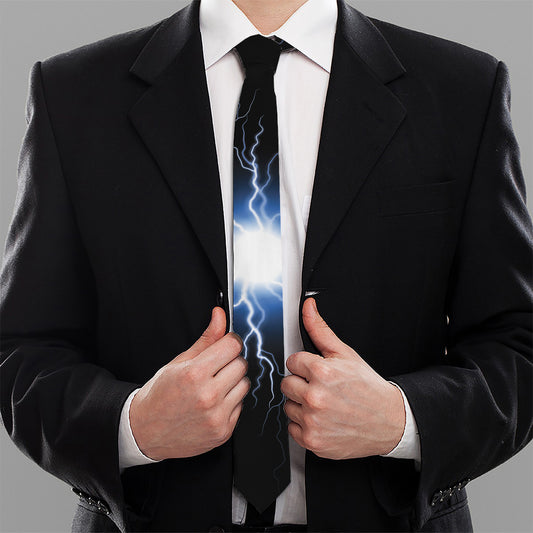 Lightning Spark Print Necktie