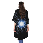 Lightning Spark Print Open Front Beach Cover Up