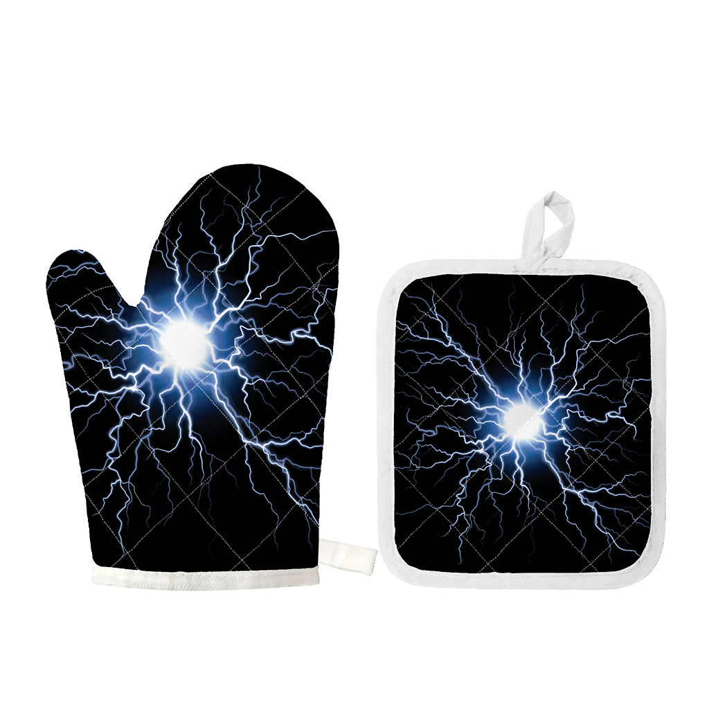 Lightning Spark Print Oven Mitt And Pot Holder Set