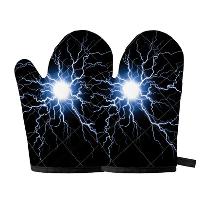 Lightning Spark Print Oven Mitts