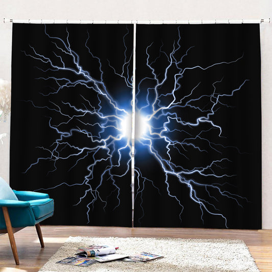 Lightning Spark Print Pencil Pleat Curtains