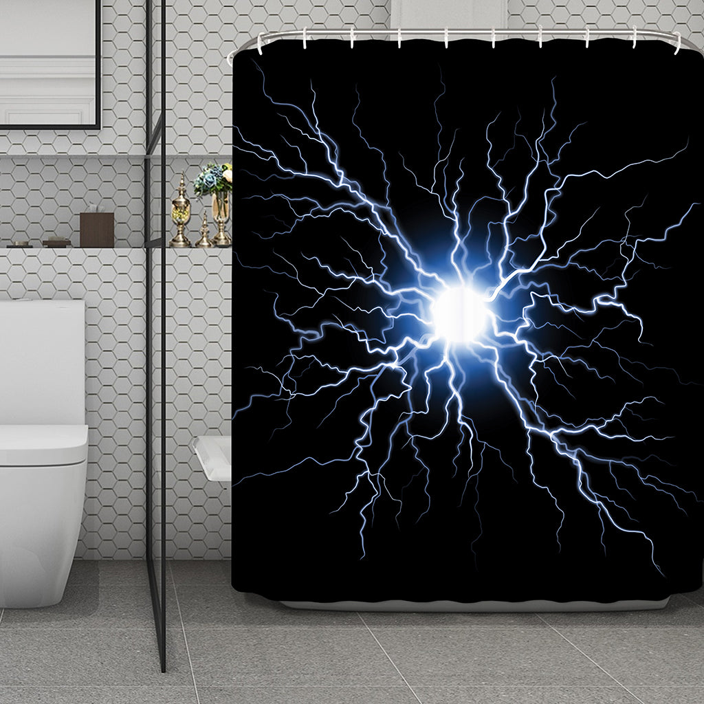 Lightning Spark Print Polyester Shower Curtain