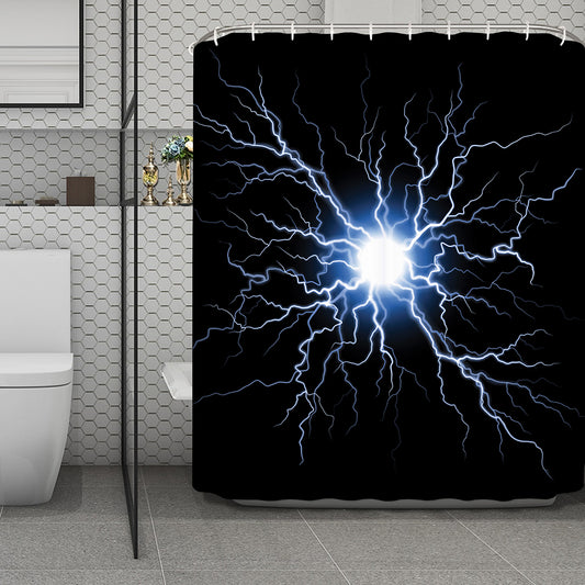 Lightning Spark Print Polyester Shower Curtain