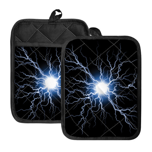 Lightning Spark Print Pot Holders With Pocket