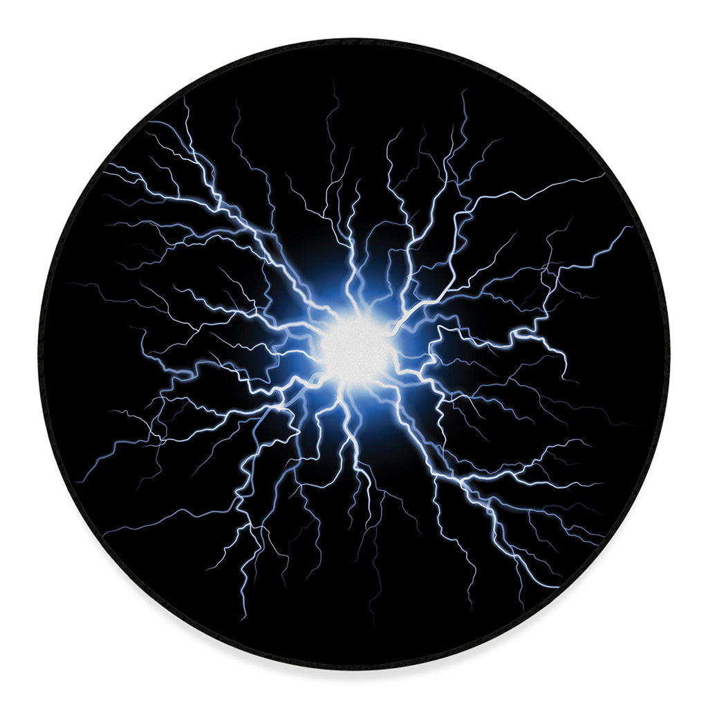 Lightning Spark Print Round Floor Mat